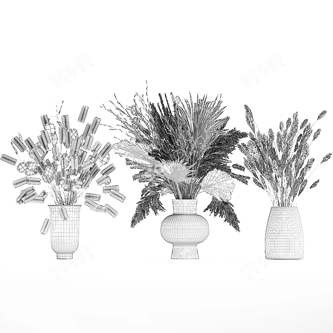 Elegant Dry Flower Bouquet 3D model image 7