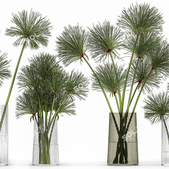 Greenery Delight: Cyperus Papyrus Bouquet 3D model image 2