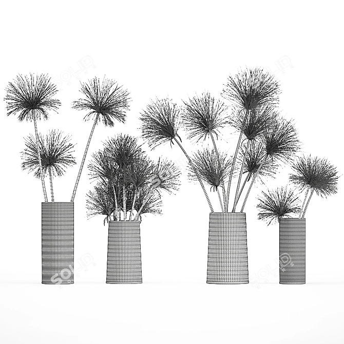 Greenery Delight: Cyperus Papyrus Bouquet 3D model image 7