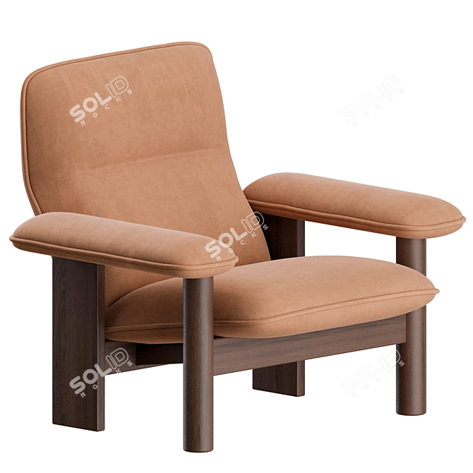 Modern Comfort: Brasilia Lounge Chair & Ottoman 3D model image 3
