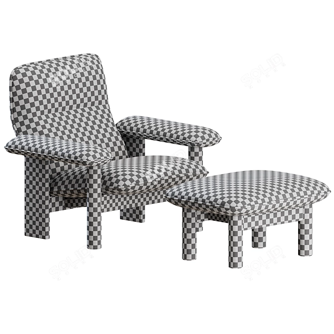 Modern Comfort: Brasilia Lounge Chair & Ottoman 3D model image 4