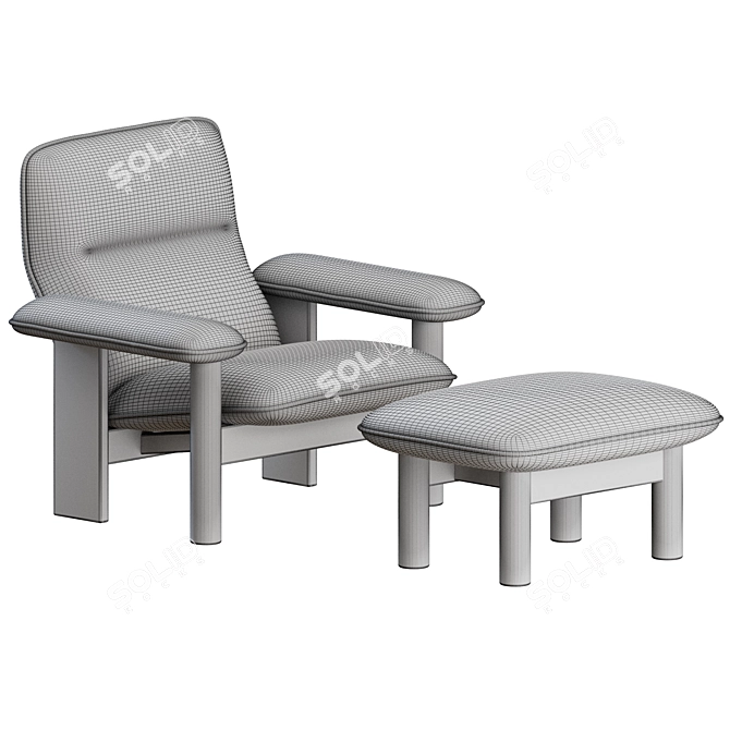 Modern Comfort: Brasilia Lounge Chair & Ottoman 3D model image 5