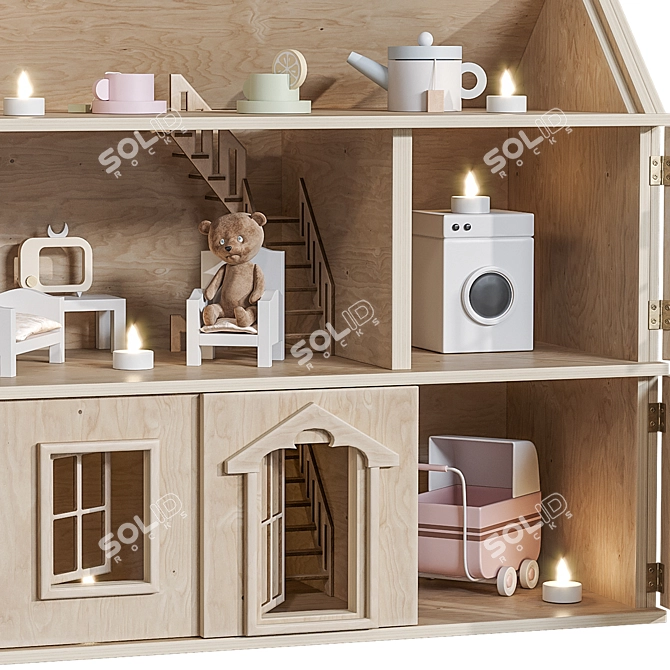 Plywood Dollhouse: Interactive Design 3D model image 5