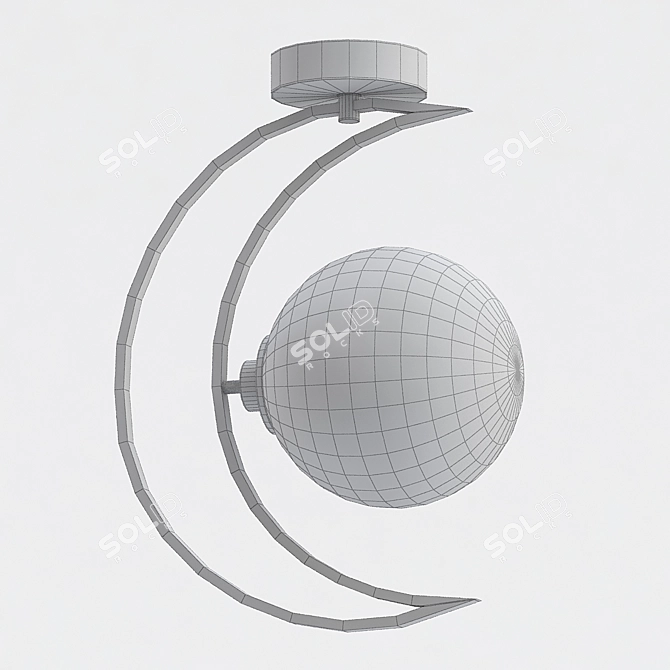 Nordic Moon Iron Ceiling Lamp 3D model image 2