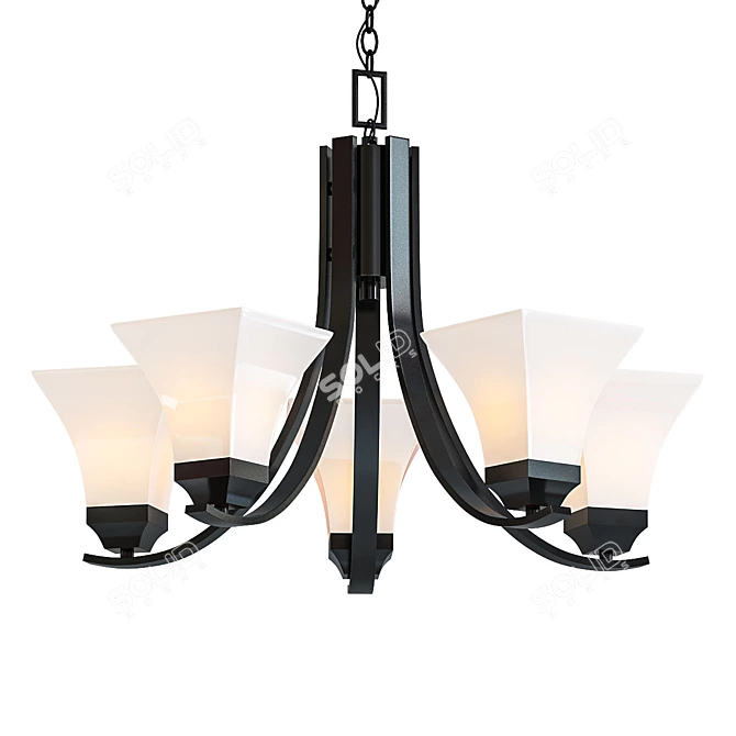 Sleek Black Chandelier: Agilis Collection 3D model image 1