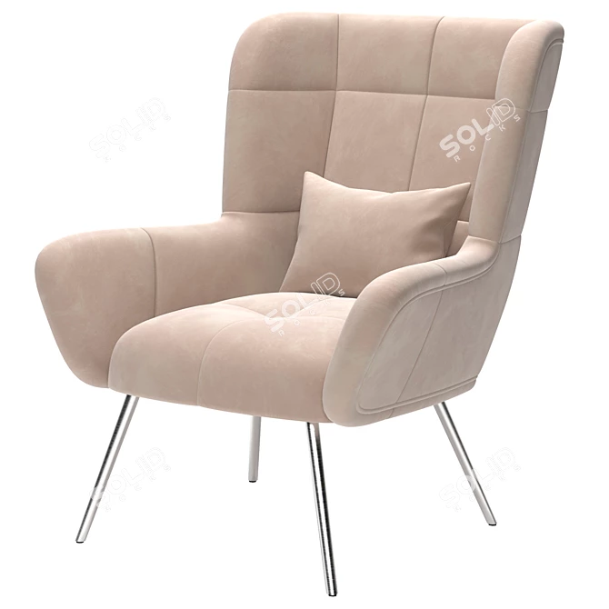 Gerard Mid-Century Tufted Armchair 3D model image 2