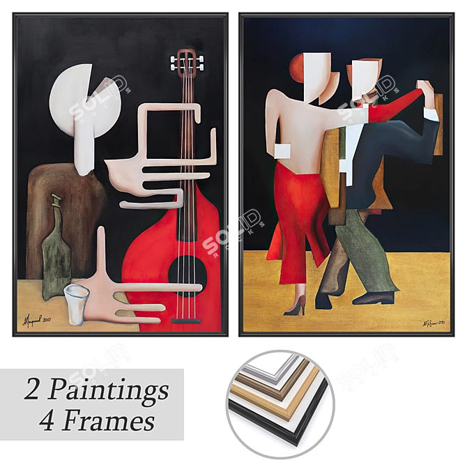 Elegant Wall Art Set 3D model image 1