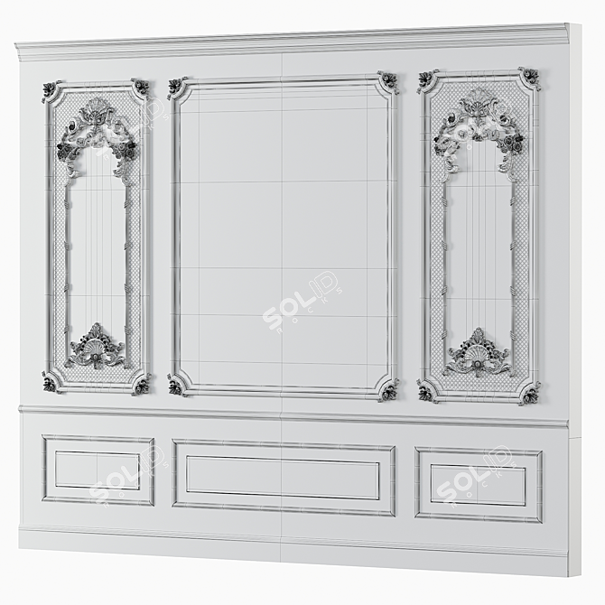 Elegant Classic Wall Molding 3D model image 4