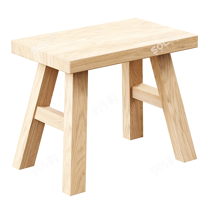 Zara Home Small Stool with Seamless Textures & Dual Wood Tones 3D model image 2