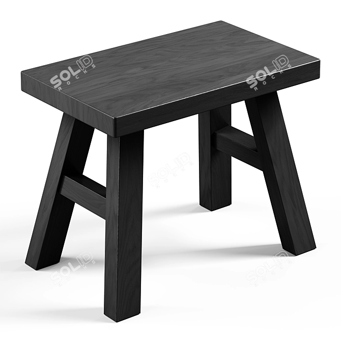 Zara Home Small Stool with Seamless Textures & Dual Wood Tones 3D model image 4