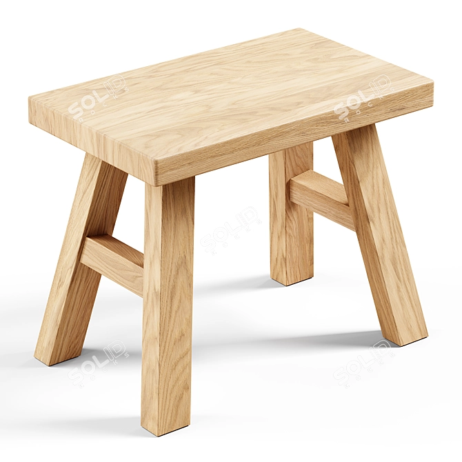 Zara Home Small Stool with Seamless Textures & Dual Wood Tones 3D model image 5