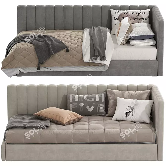 Avalon Corner Upholstered Bed 3D model image 2