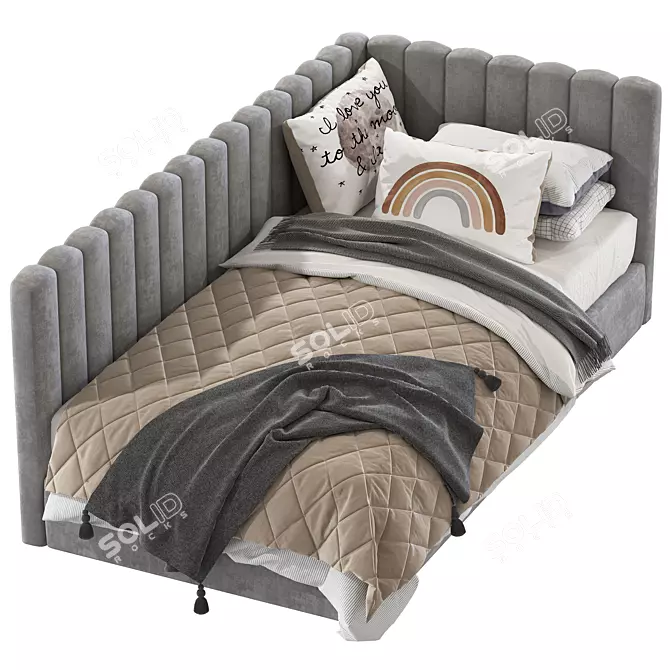 Avalon Corner Upholstered Bed 3D model image 3