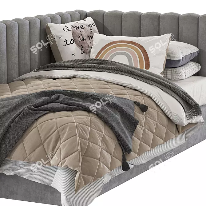 Avalon Corner Upholstered Bed 3D model image 6