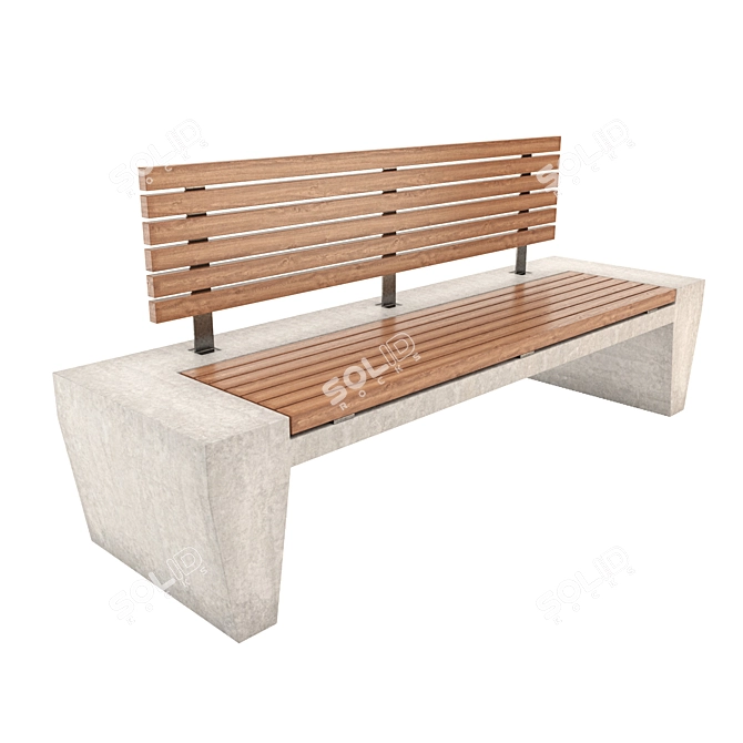 Elegant Concrete Garden Bench 3D model image 1