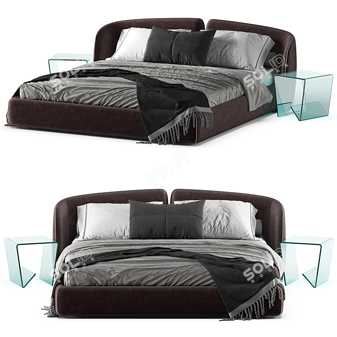 Modern Bed: 1800x2000 Mattress Size 3D model image 2