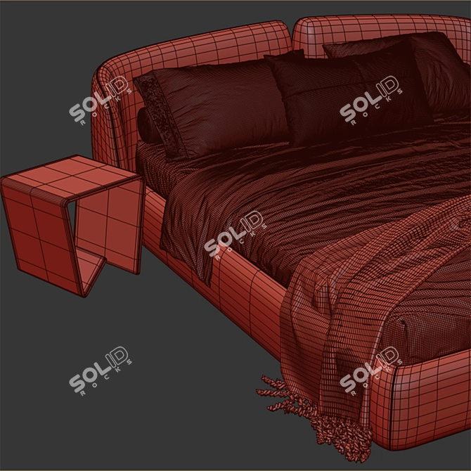 Modern Bed: 1800x2000 Mattress Size 3D model image 5