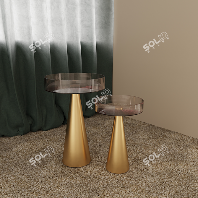 Modern Pink Glass Side Tables 3D model image 3