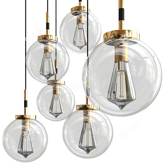 Elegant Glass Pendant Light 3D model image 1