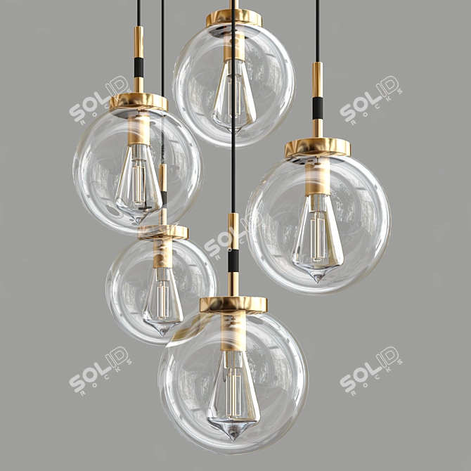 Elegant Glass Pendant Light 3D model image 2