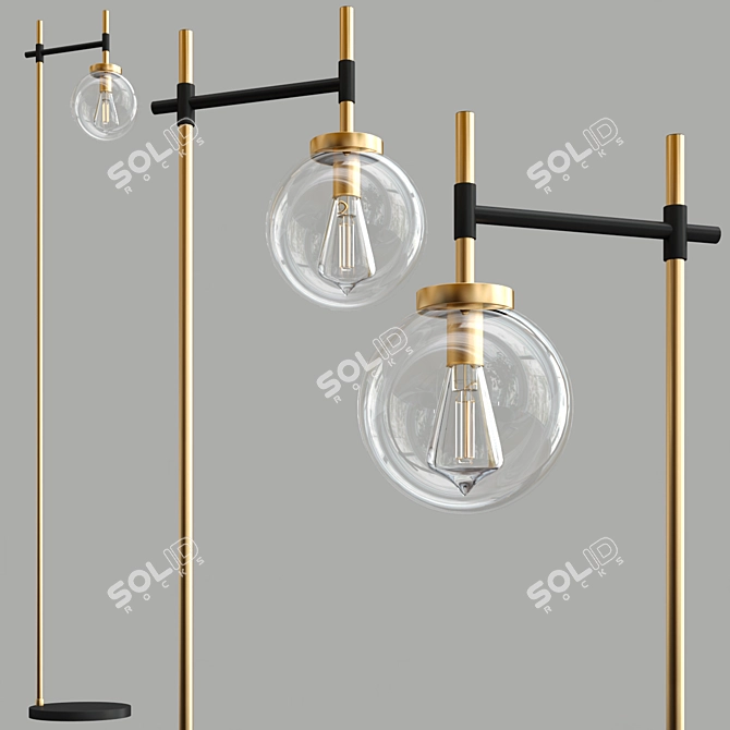 Elegant Glass Globe Floor Lamp 3D model image 2