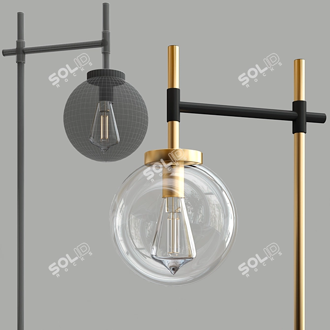 Elegant Glass Globe Floor Lamp 3D model image 3