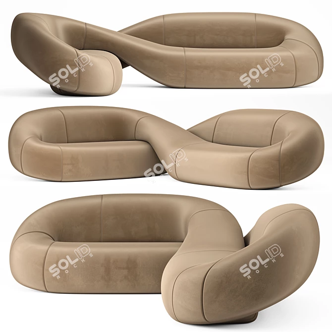 Natuzzi Infinito Modern X-Form Sofa 3D model image 1