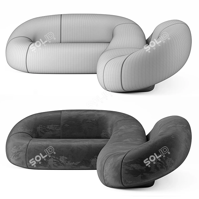 Natuzzi Infinito Modern X-Form Sofa 3D model image 5