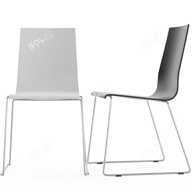 Elegant Kuadra 1158 Plastic Chair 3D model image 1