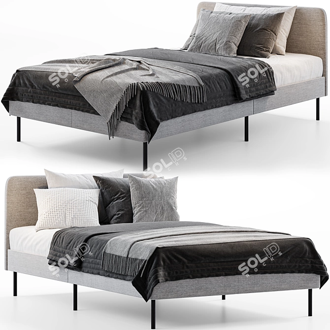 Modern Upholstered Twin Bed: IKEA SLATTUM 3D model image 2