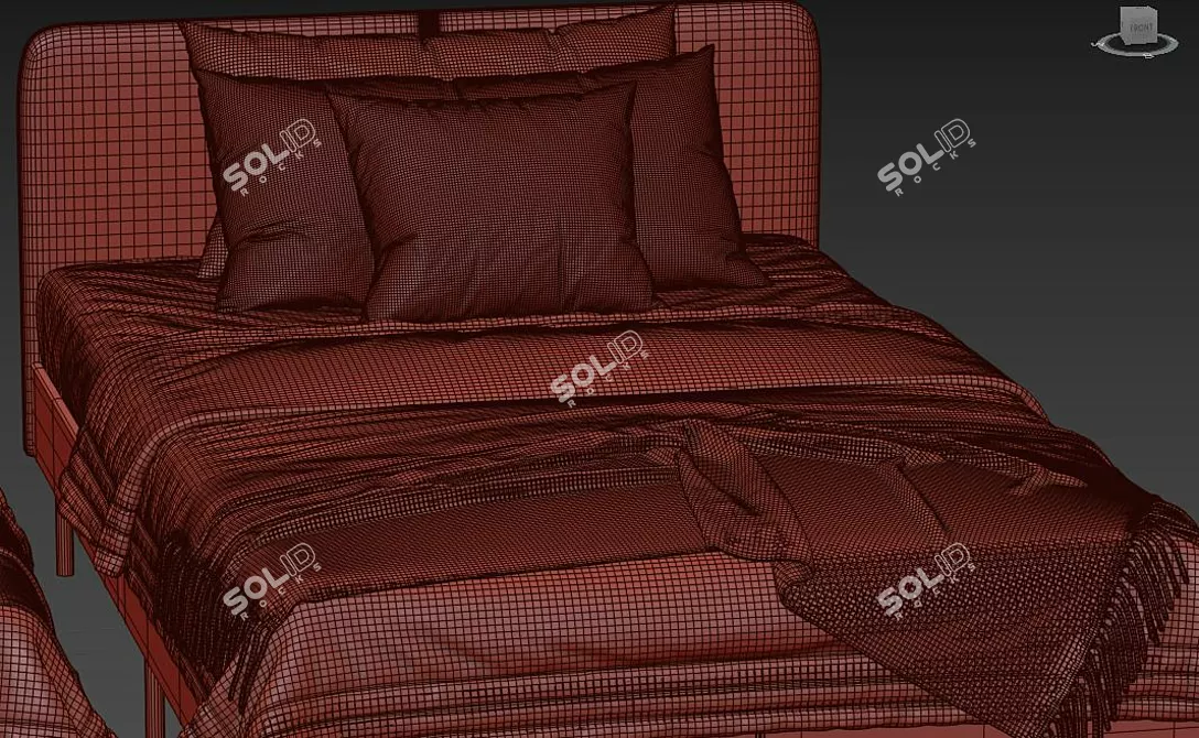 Modern Upholstered Twin Bed: IKEA SLATTUM 3D model image 6