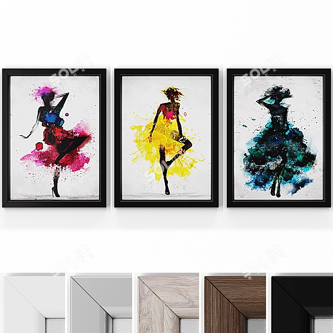 Dancing Girls Wall Art Set 3D model image 1