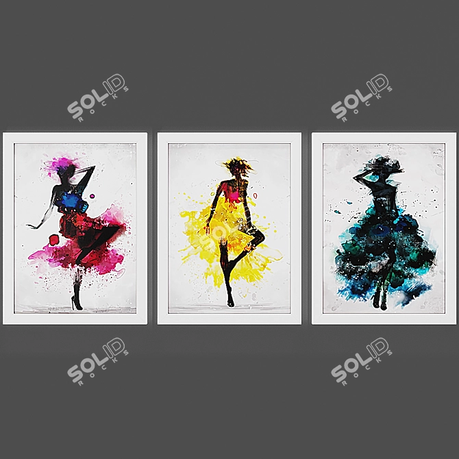 Dancing Girls Wall Art Set 3D model image 2