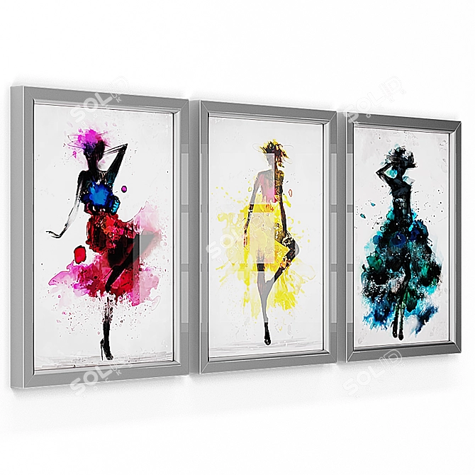 Dancing Girls Wall Art Set 3D model image 4