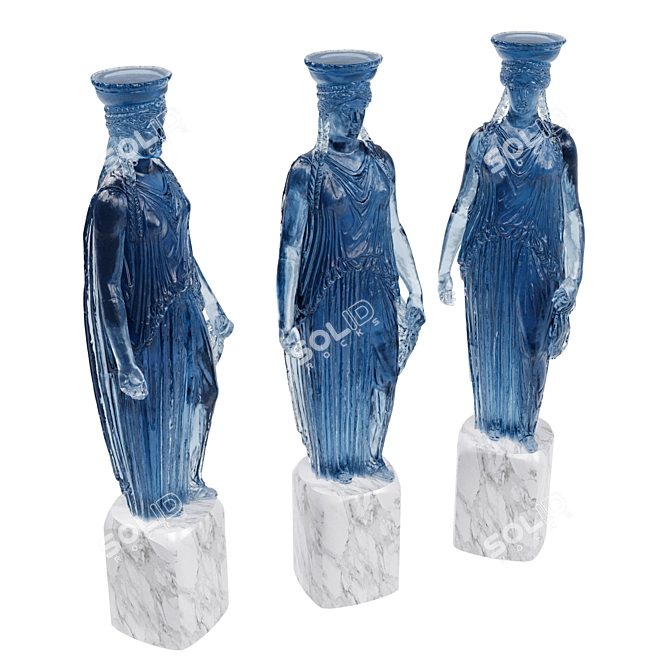 Lalique Acropolis Sculpture: Exquisite Glass Masterpiece 3D model image 2