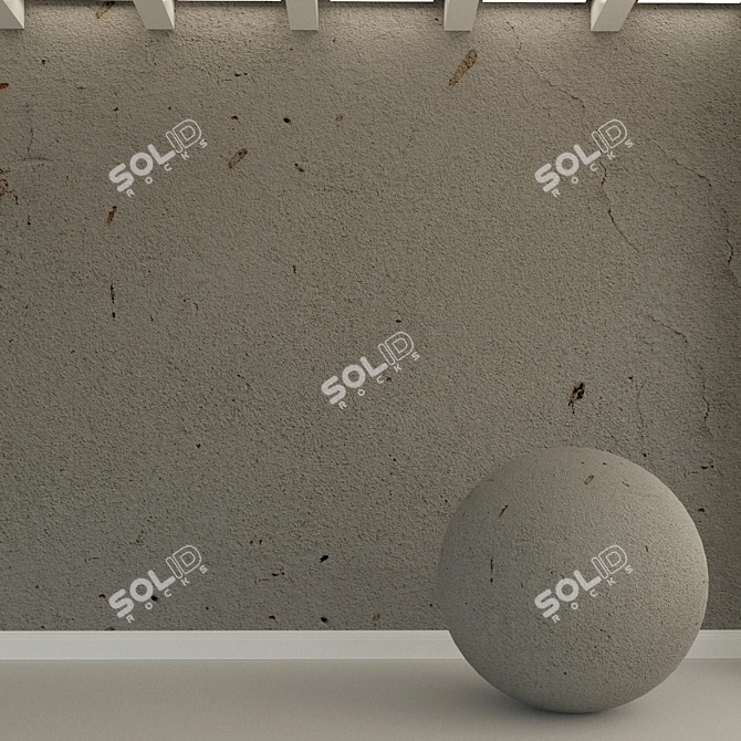 Rough Grey Concrete Wall 3D model image 1