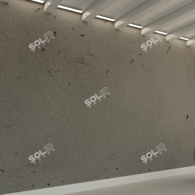 Rough Grey Concrete Wall 3D model image 2