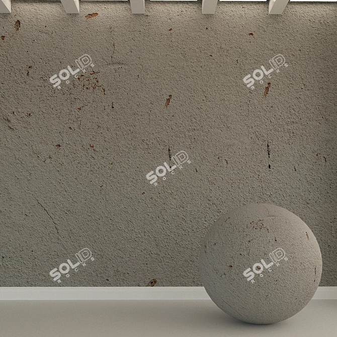 Decorative Old-Plaster Concrete Wall 3D model image 1