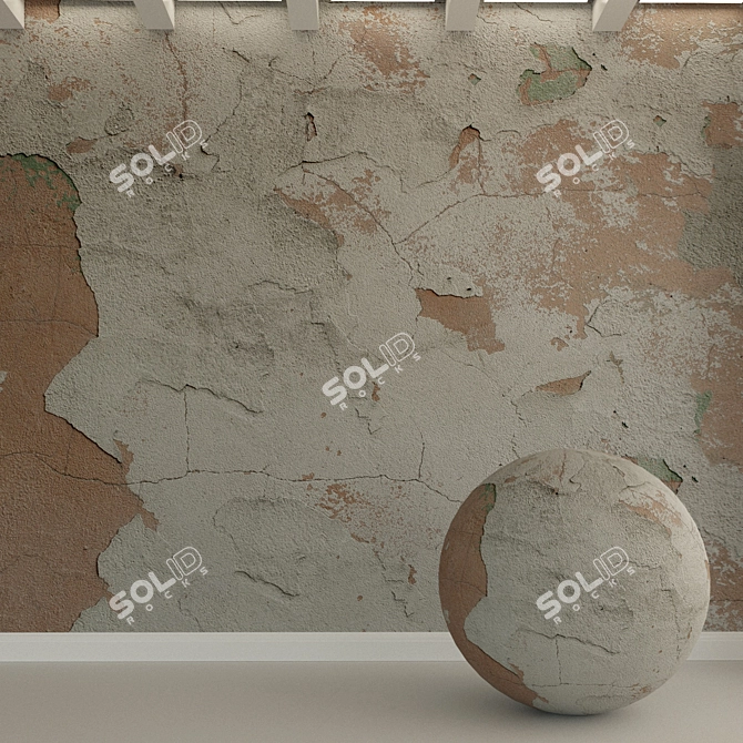 Weathered Concrete Wall: Rustic Plaster 3D model image 1