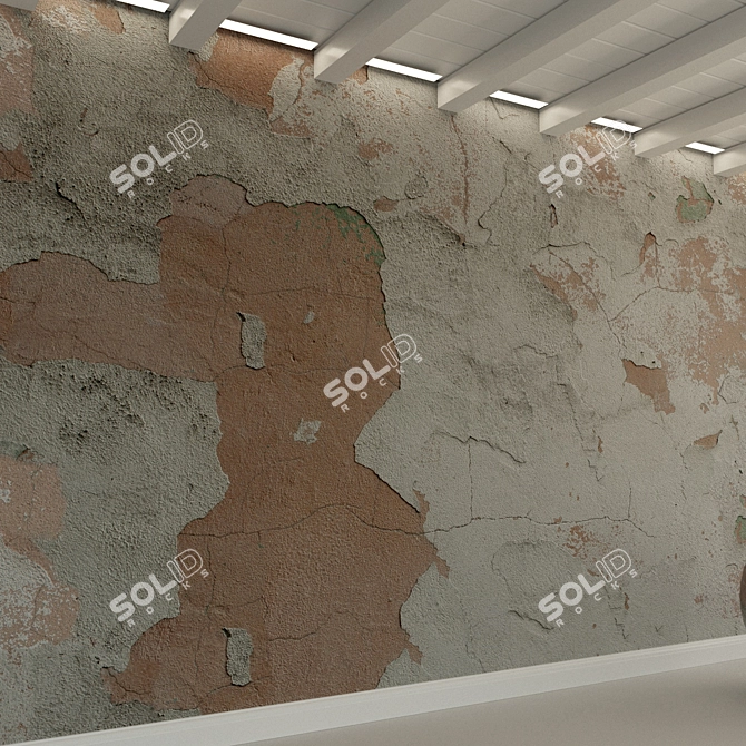 Weathered Concrete Wall: Rustic Plaster 3D model image 3