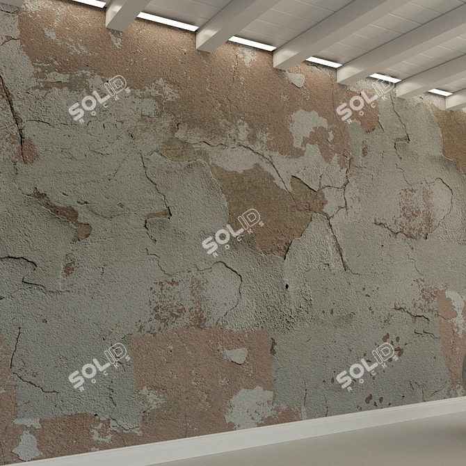 Vintage Concrete Wall Plaster 3D model image 3