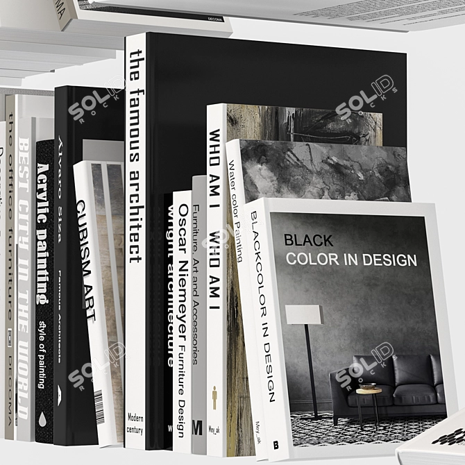 Book Collection Set with Separate Objects 3D model image 7