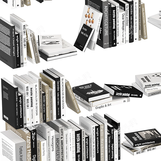 Book Collection Set with Separate Objects 3D model image 1