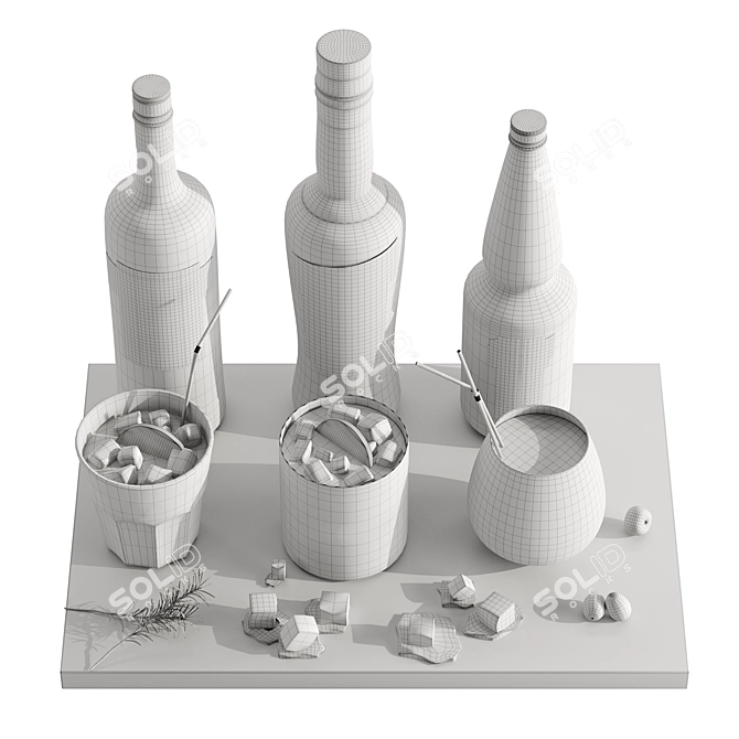 Elegant Aperol Cocktail Set 3D model image 5