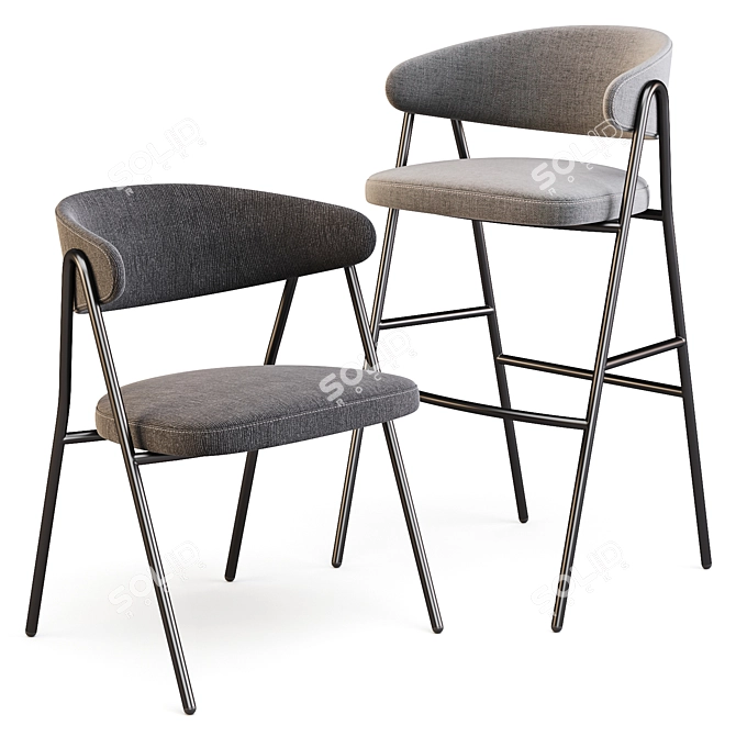 Chia: Stylish Dining Chair and Bar Stool 3D model image 1