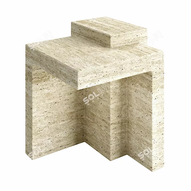 Chic Travertine Accent Table: Modern Minimalism 3D model image 6