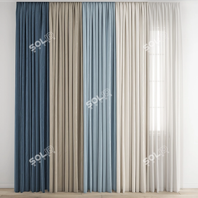 Polygonal Curtain Model: High Quality, Multiple Formats 3D model image 1