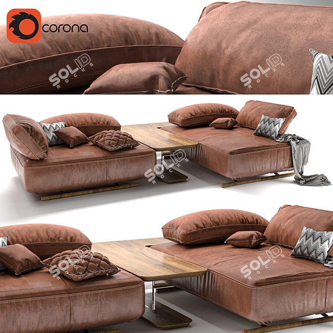 Natuzzi Cava Leather Sofa 3D model image 1