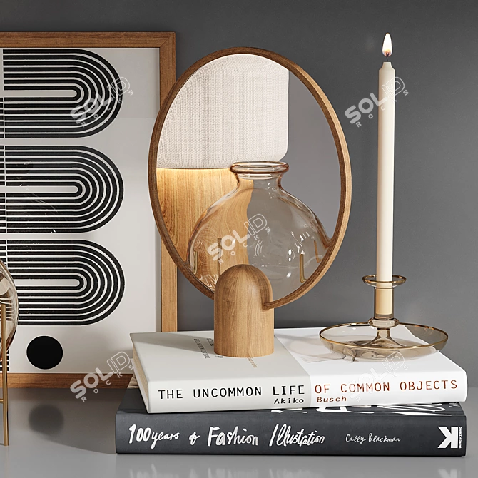 Elegant Decor Set: Oscar Table Lamp & Flare Candle Sticks 3D model image 5