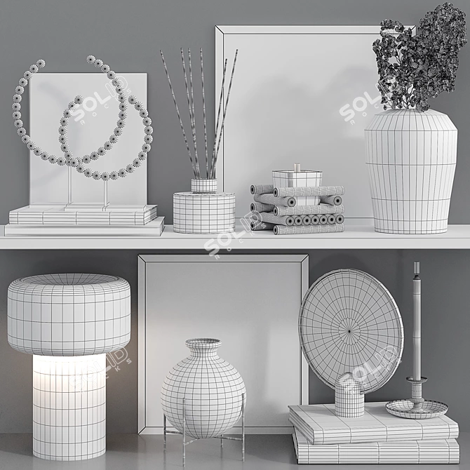 Elegant Decor Set: Oscar Table Lamp & Flare Candle Sticks 3D model image 6